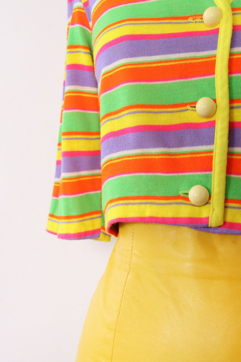 Neon Striped Crop Cardi S/M