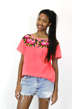 Hot Pink Embroidered Smock Top M