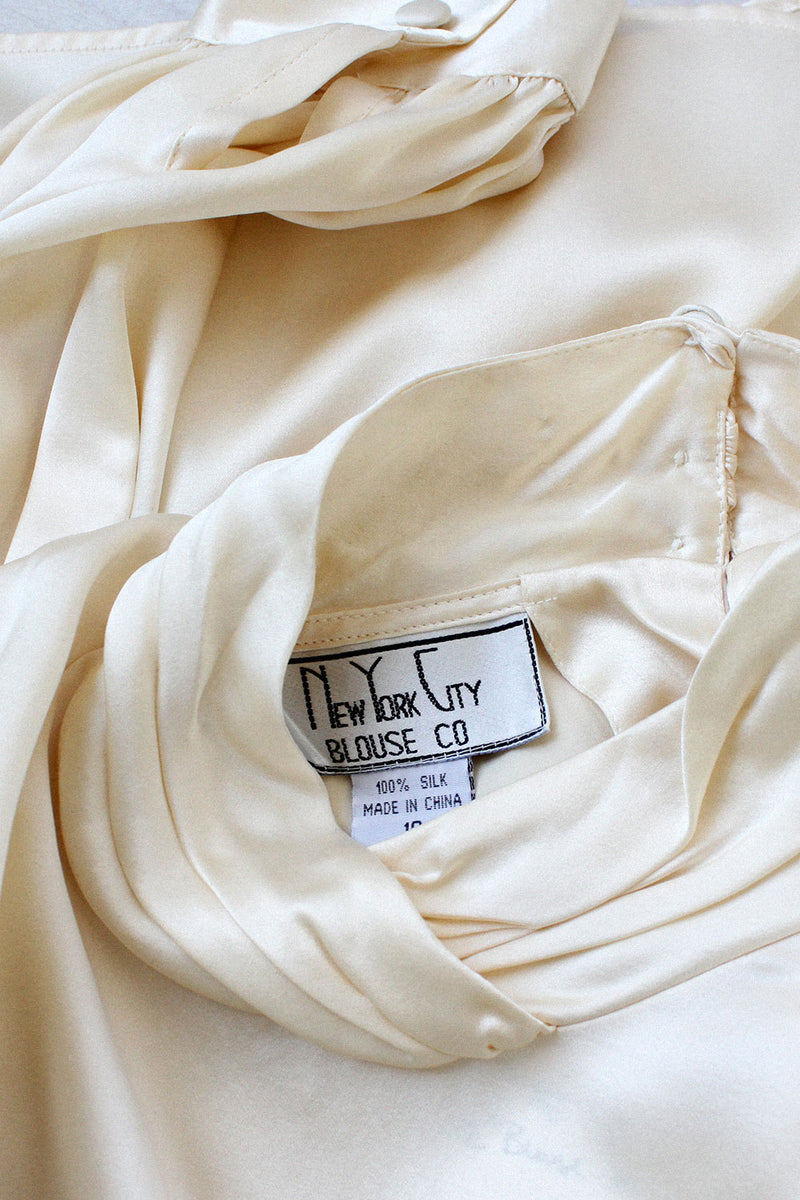 Ivory Silk Satin Blouse M