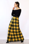 Yellow Plaid Maxi Skirt S