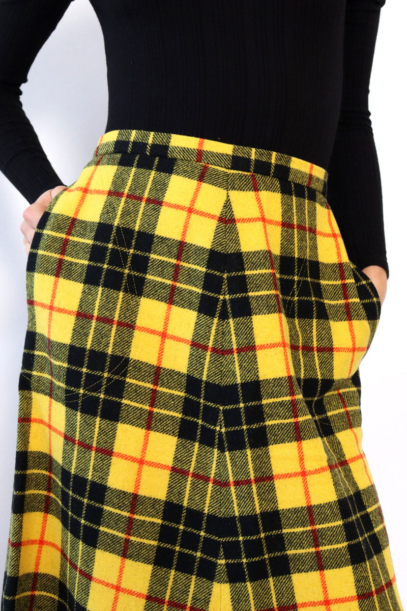 Yellow Plaid Maxi Skirt S
