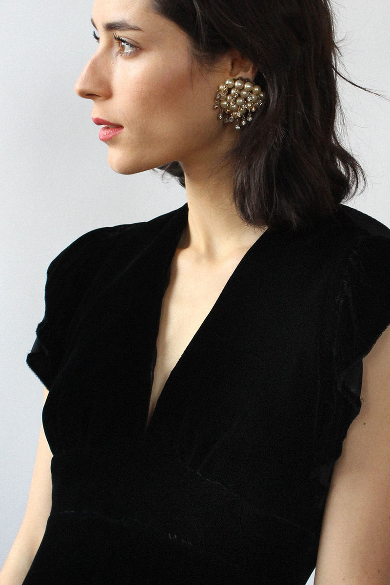 Pearly Rhinestone Cluster Clip-ons