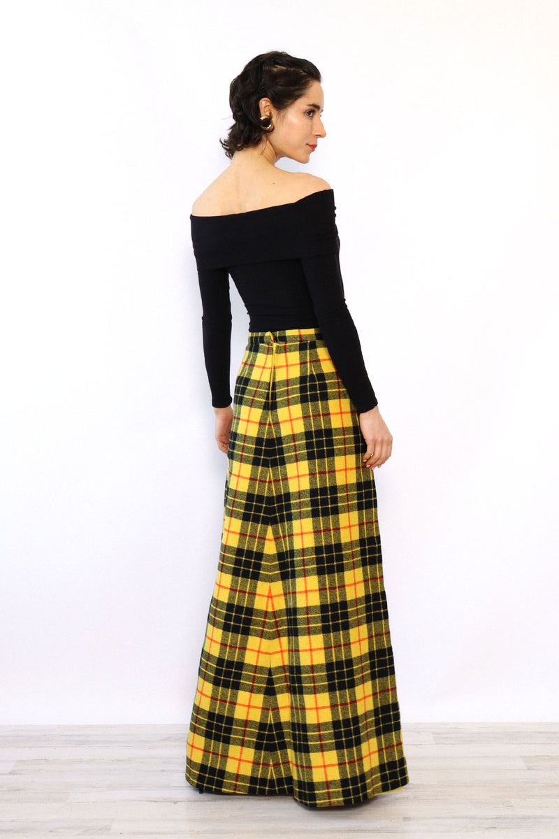 Yellow Plaid Maxi Skirt S – OMNIA - Main Image