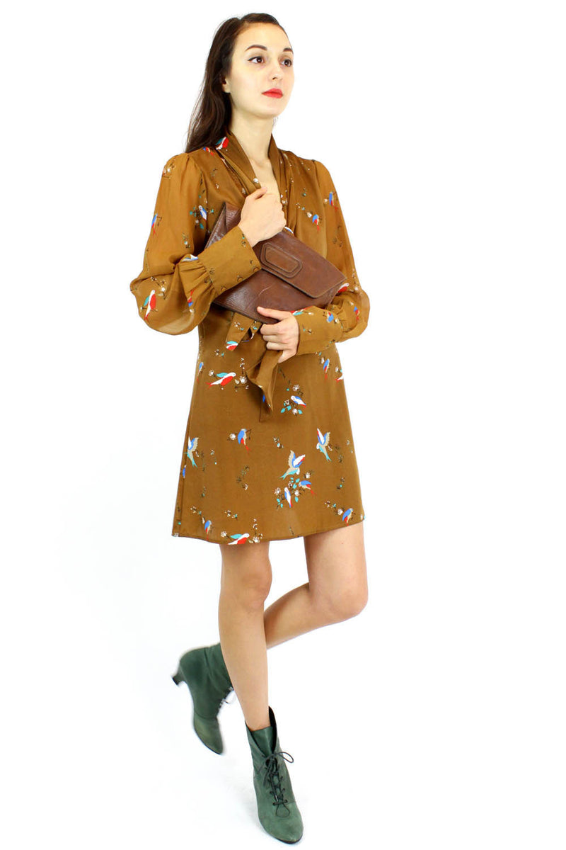 sparrow print daytime dress M