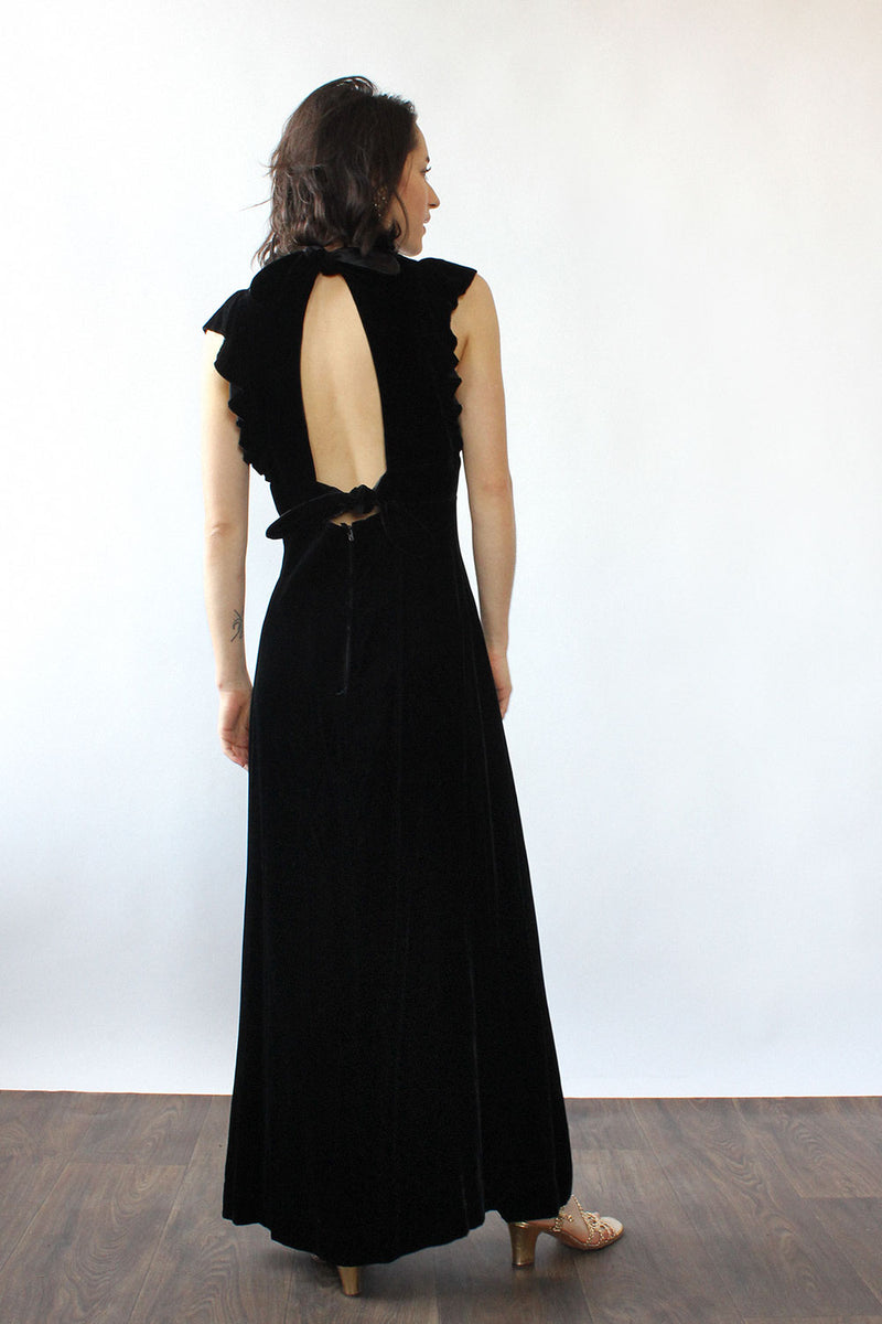 Noir Velvet Open Back Maxi XS/S