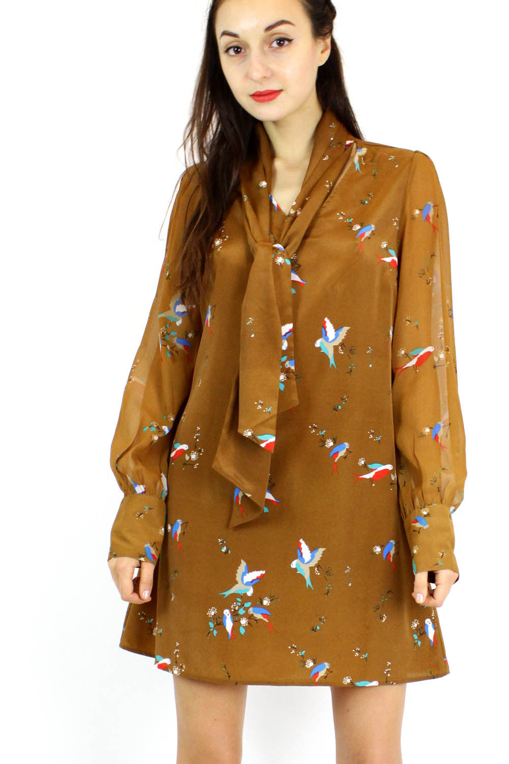 sparrow print daytime dress M