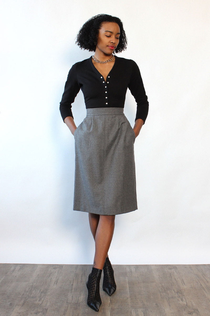 Saint Laurent Rive Gauche Charcoal Skirt M