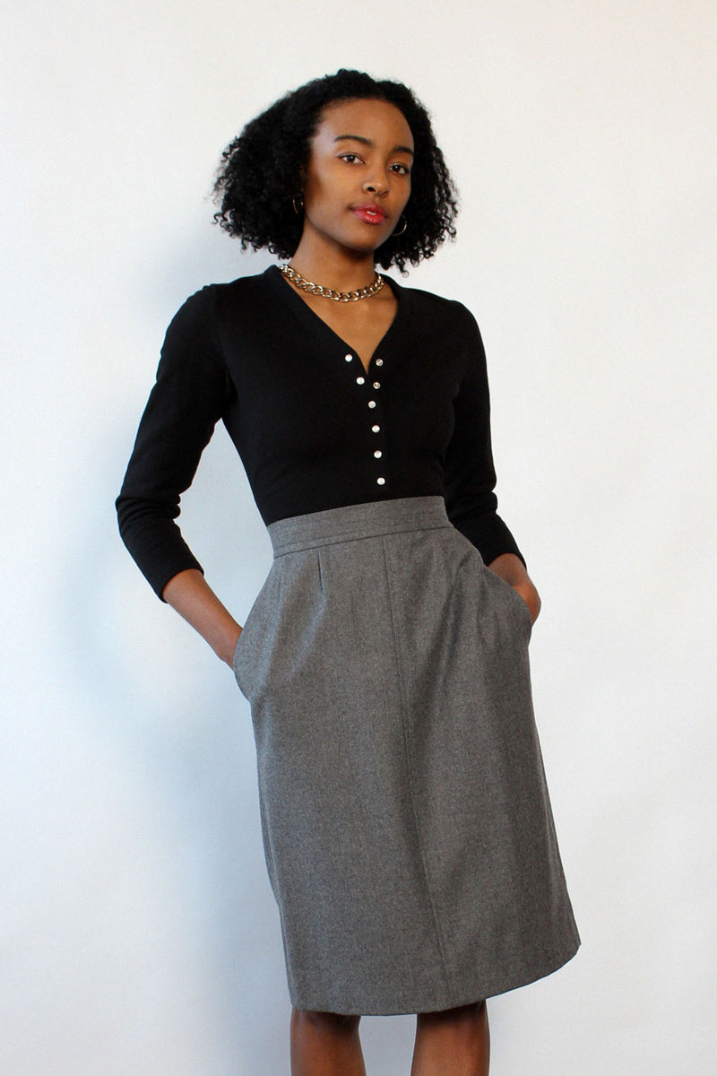 Saint Laurent Rive Gauche Charcoal Skirt M