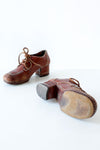 70s Heeled Leather Loafers 9 1/2