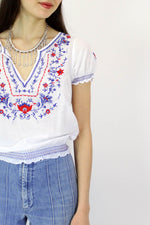 Cotton Picnic Peasant Top S/M