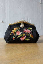 French Satin Floral Evening Purse