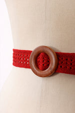 Ruby Crochet Wood Buckle Belt