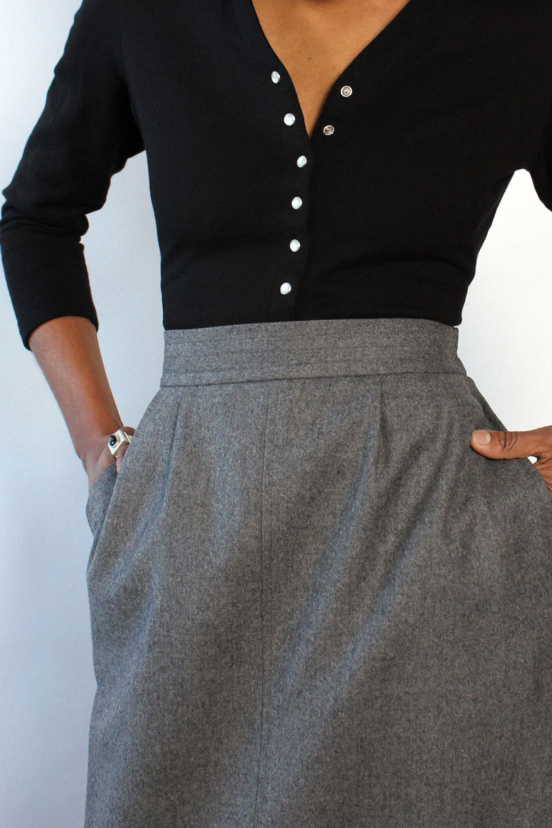 Saint Laurent Rive Gauche Charcoal Skirt M