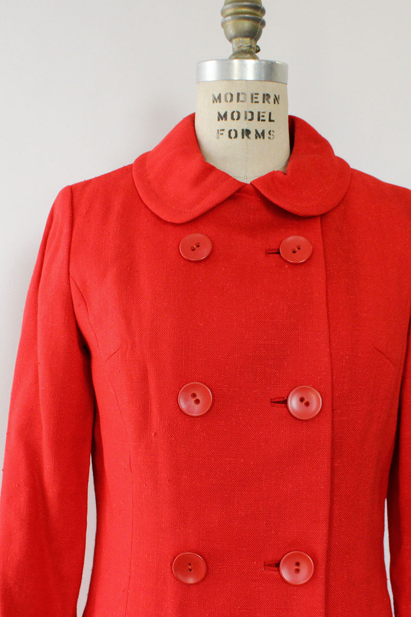 Cherry Red Mod Linen Jacket S