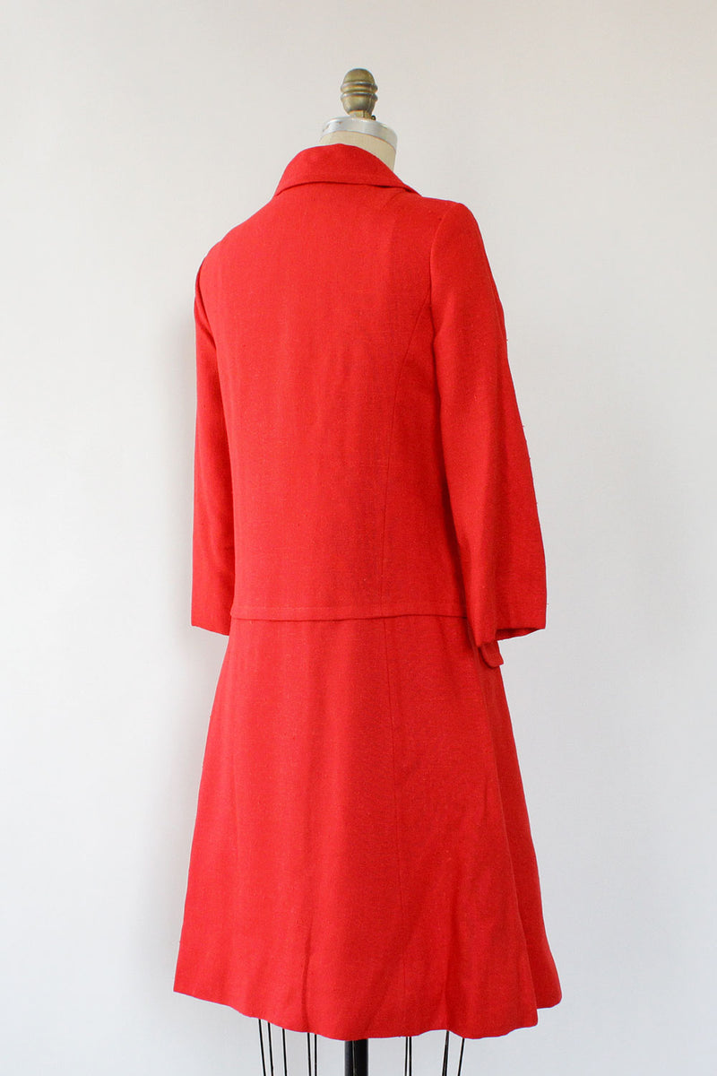 Cherry Red Mod Linen Jacket S