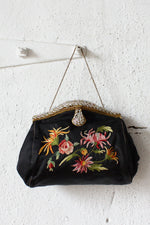 French Satin Floral Evening Purse