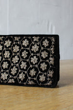 Metal Embroidered Velvet Clutch