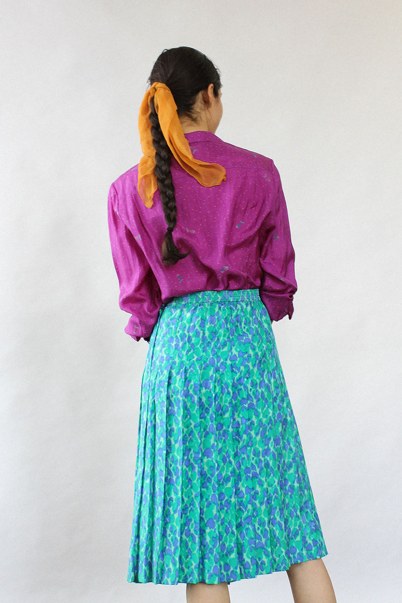 Anne Crimmins Painterly Pleat Skirt M/L