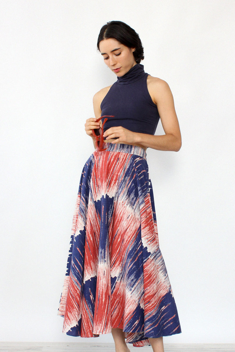 Brushstroke Cotton Circle Skirt S