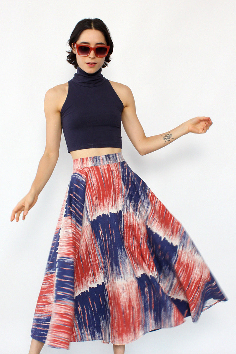 Brushstroke Cotton Circle Skirt S