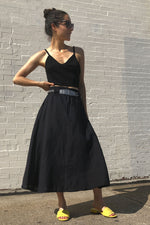 Black Flared Midi Skirt S