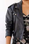 Chia Black Leather Moto Jacket M/L