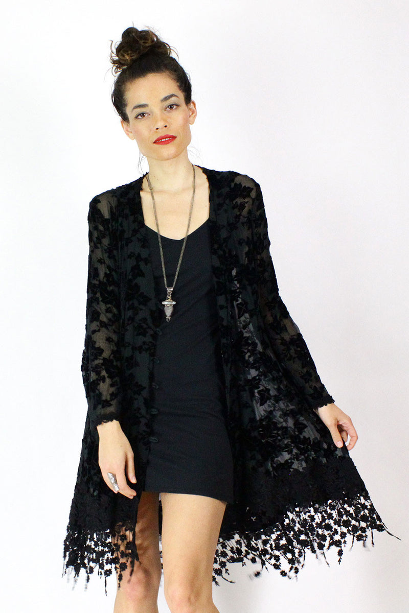 Burnout Velvet Kimono Jacket