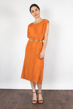 Japanese Orange Pleated Dress M-XL