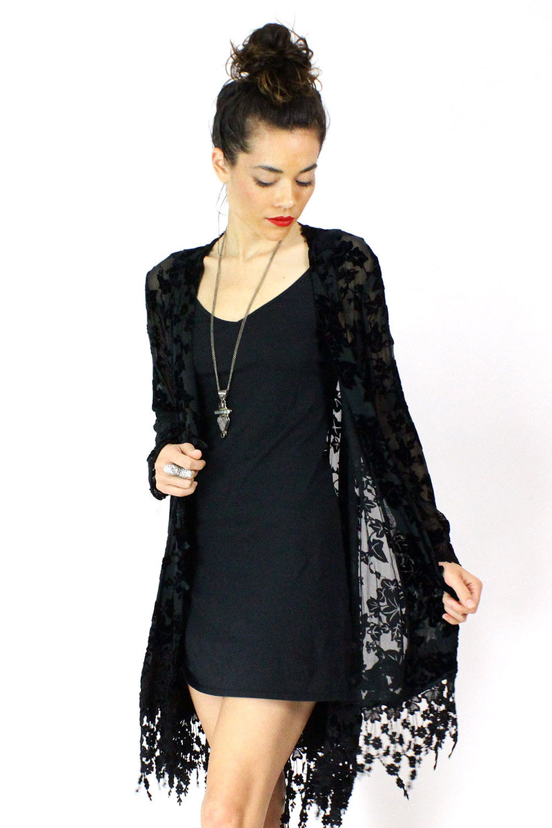 Burnout Velvet Kimono Jacket