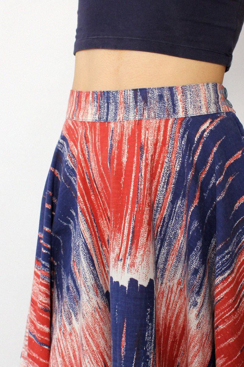 Brushstroke Cotton Circle Skirt S