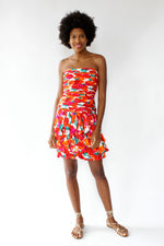 Boomerang Silk Ruffle Cocktail Dress XS