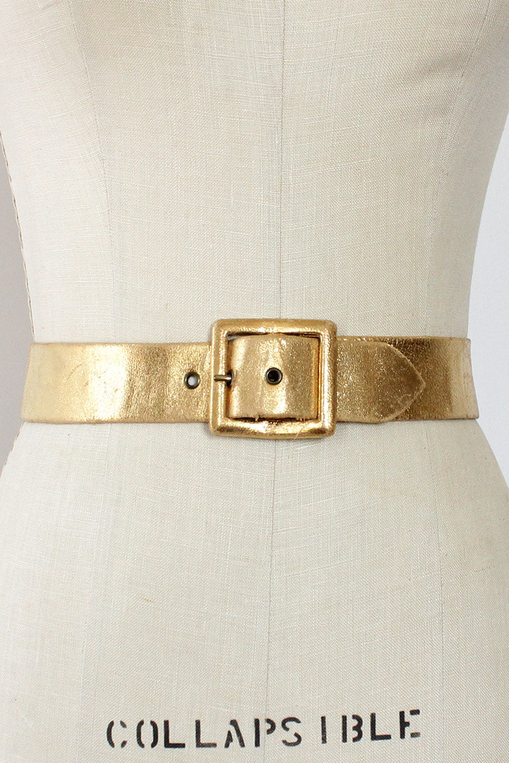 Metallic Gold Belt // Vintage Gold Geometric Checkered Studded Faux Leather Belt Size M 70's Studio 54 80's Thin Belt Cinch Thin Party Punk