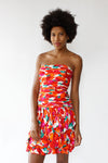 Boomerang Silk Ruffle Cocktail Dress XS