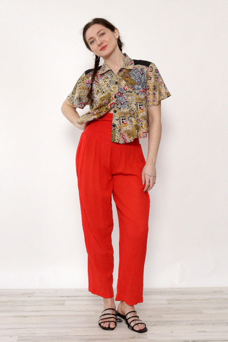 Dotti Apple Red Gauze Pants S-L