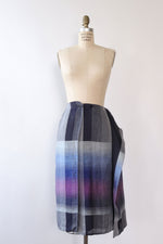 Armani Indigo Linen Plaid Skirt M