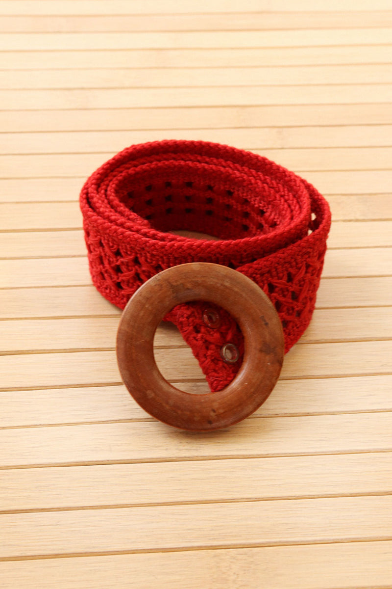 Ruby Crochet Wood Buckle Belt