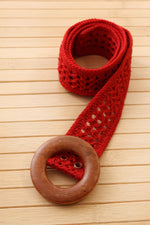 Ruby Crochet Wood Buckle Belt