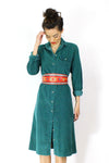 Teal Corduroy Shirt Dress S