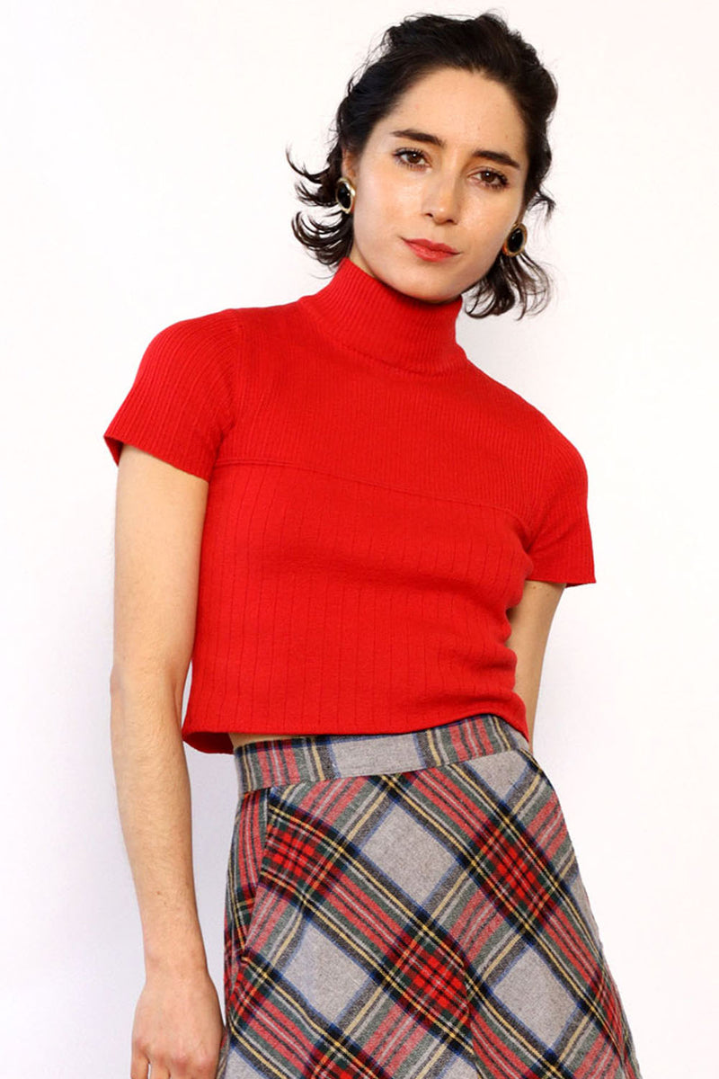 Cherry Red Cropped Knit XS/S