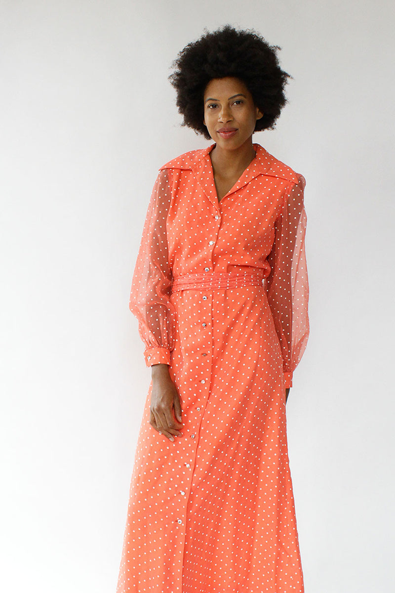 Sangria Dot 70s Maxi Dress M