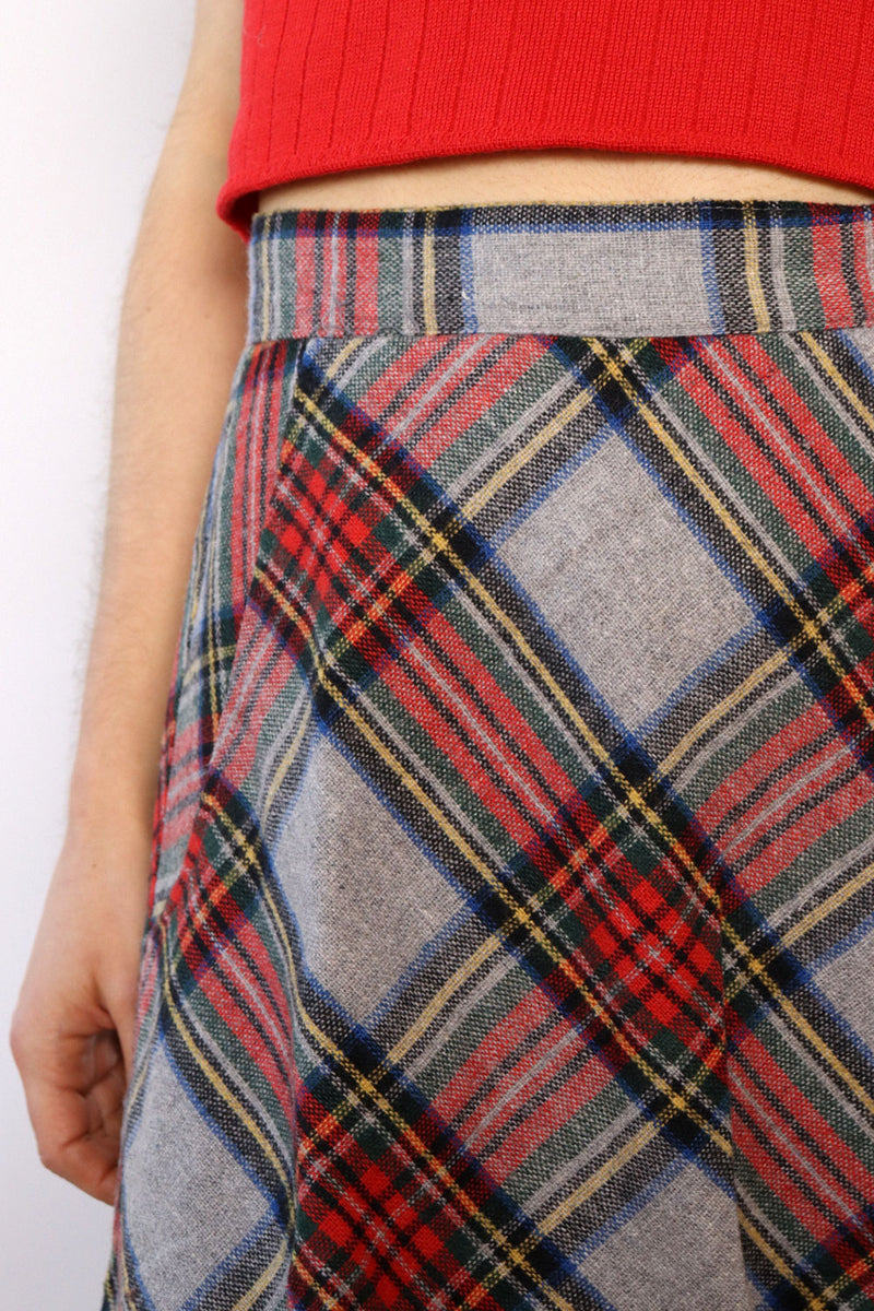 Tartan A-line Flare Skirt XS