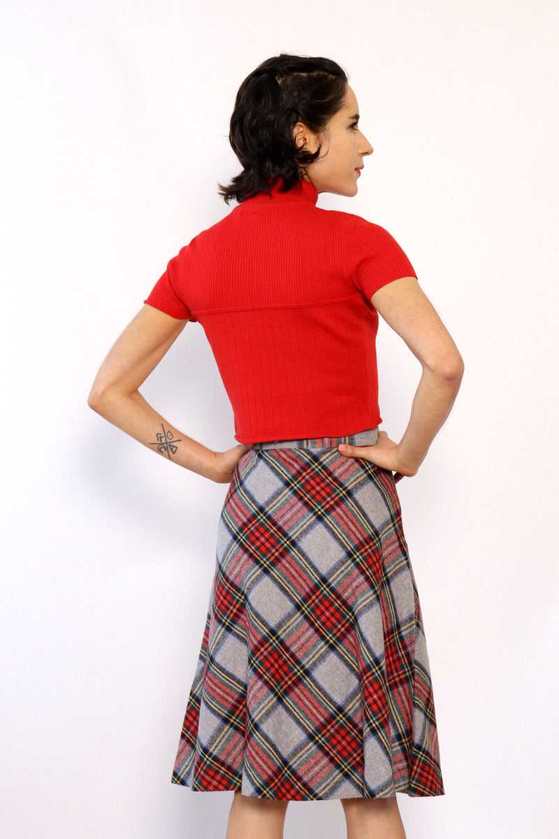 Tartan A-line Flare Skirt XS