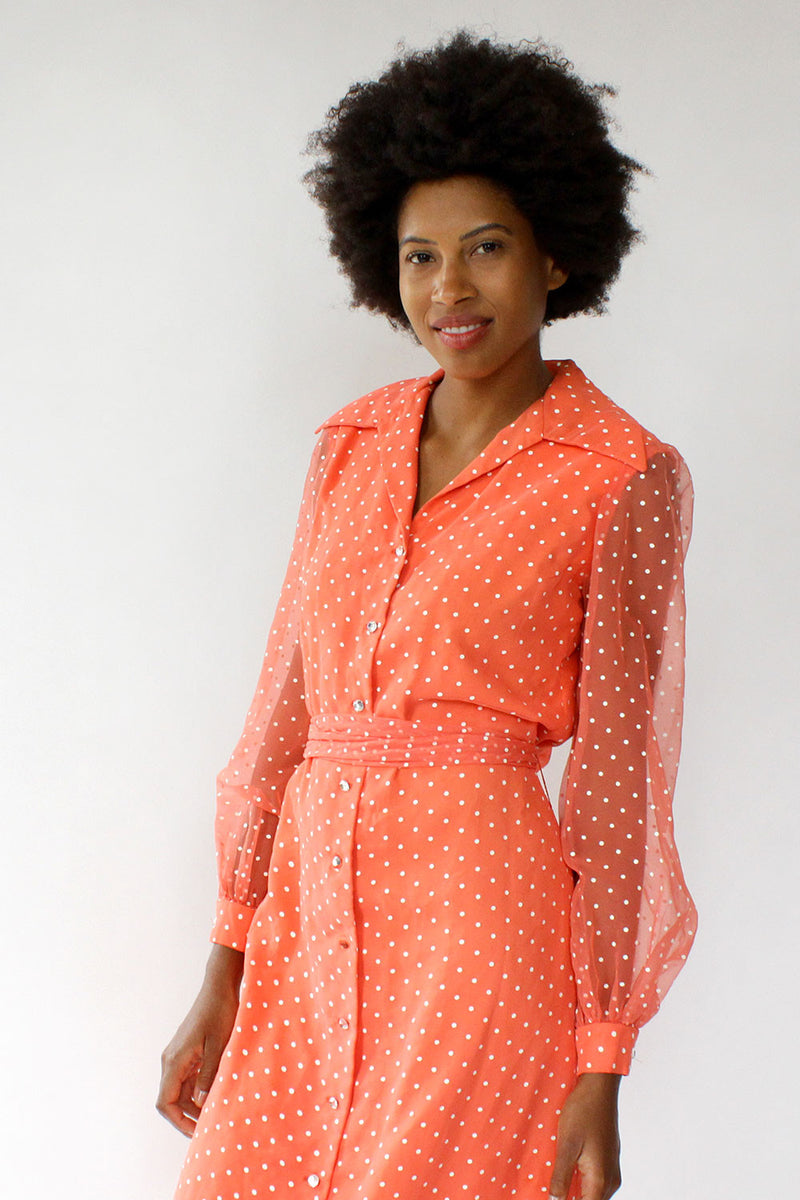 Sangria Dot 70s Maxi Dress M