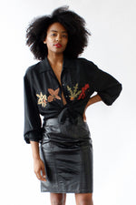 Autumnal Embroidered Silk Blouse M