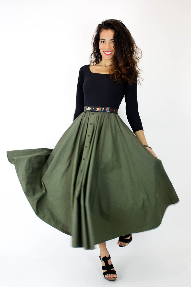 Black & Olive Midi Dress S/M