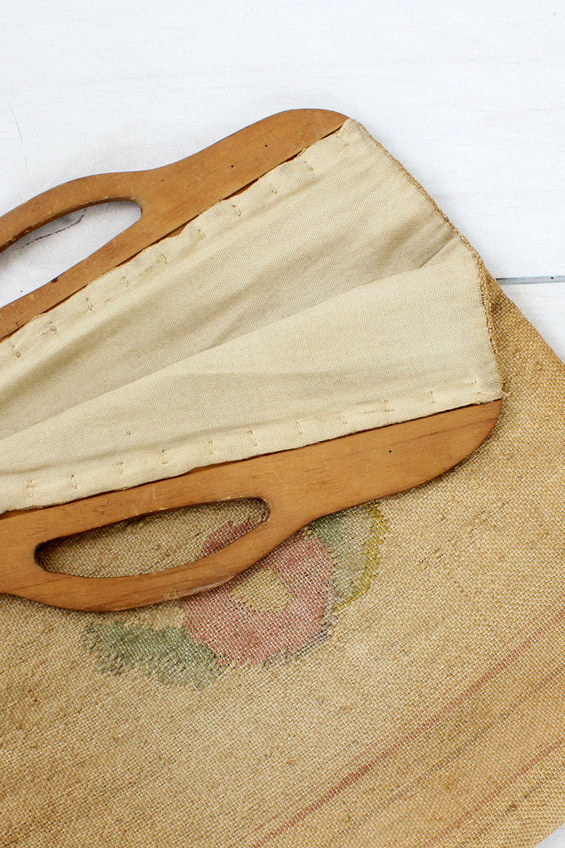 Wood Frame Feed Sack Purse