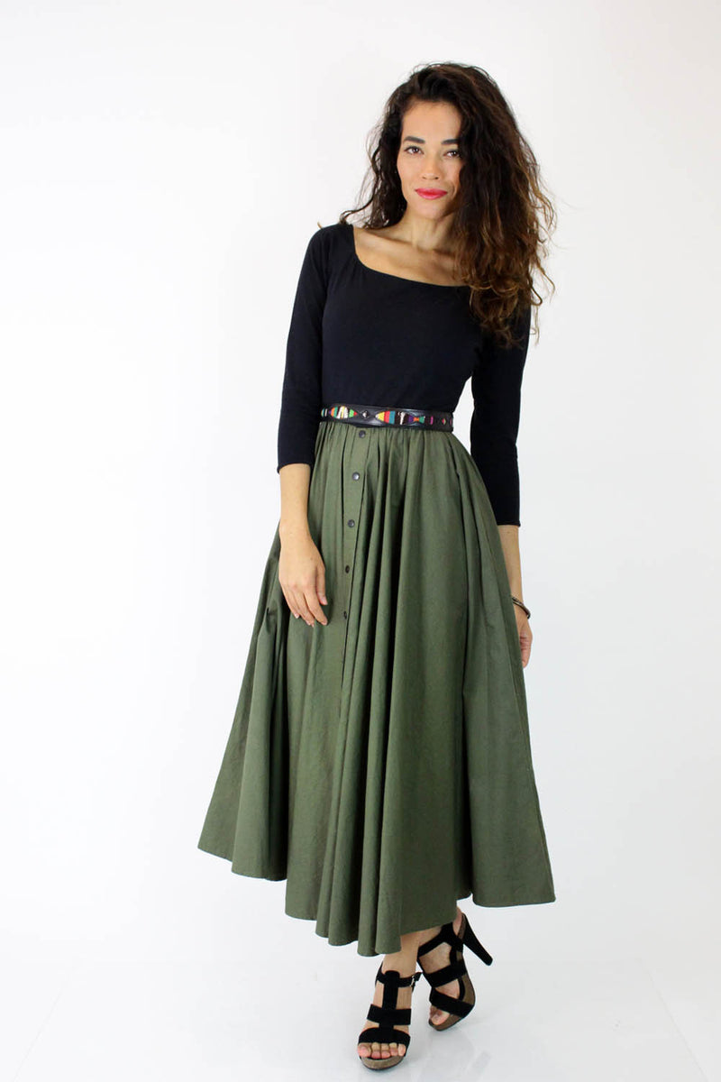 Black & Olive Midi Dress S/M