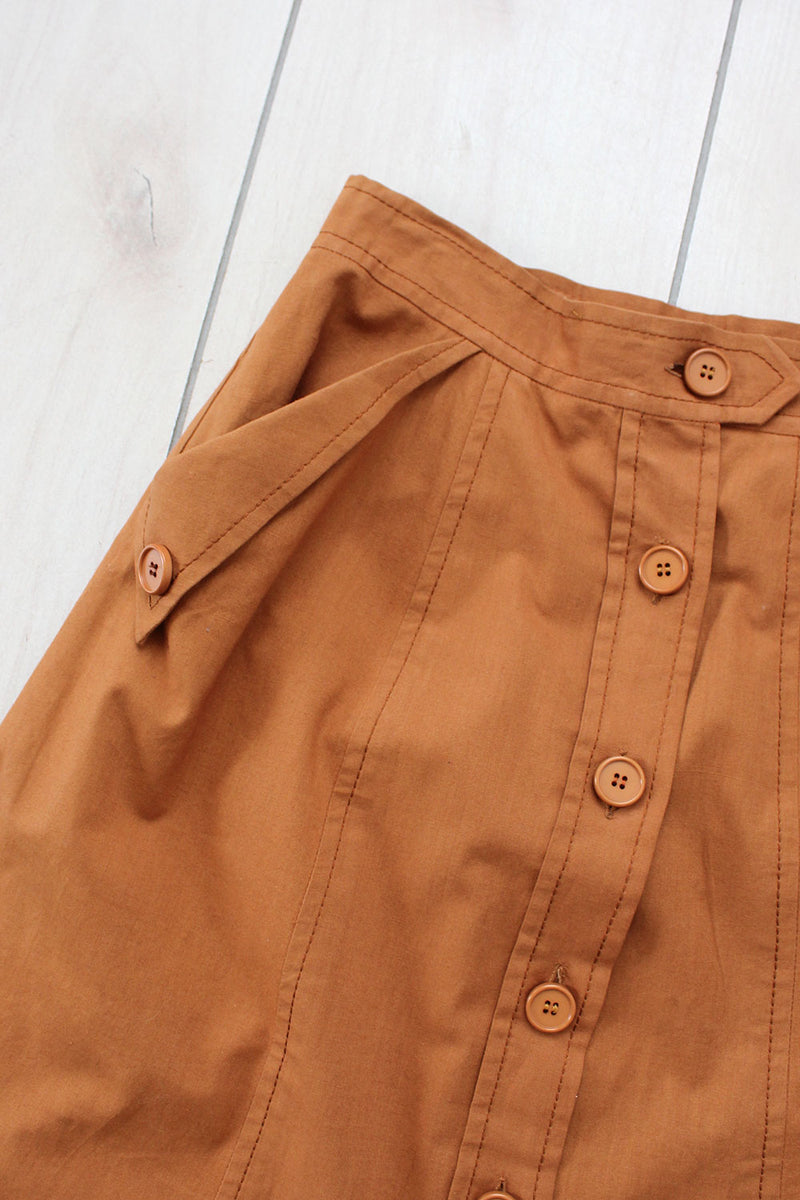 Peanut Cotton Button Skirt S