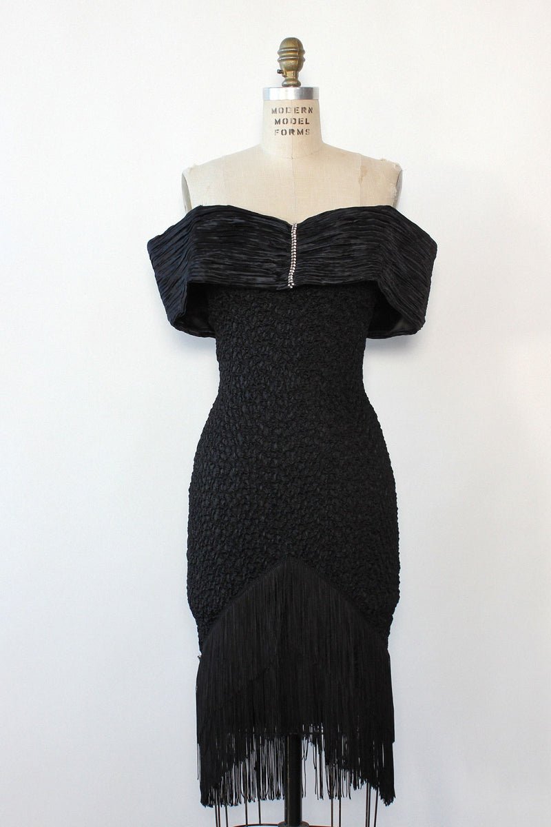 Kelly Smocked Fringe Pleat Dress S-L