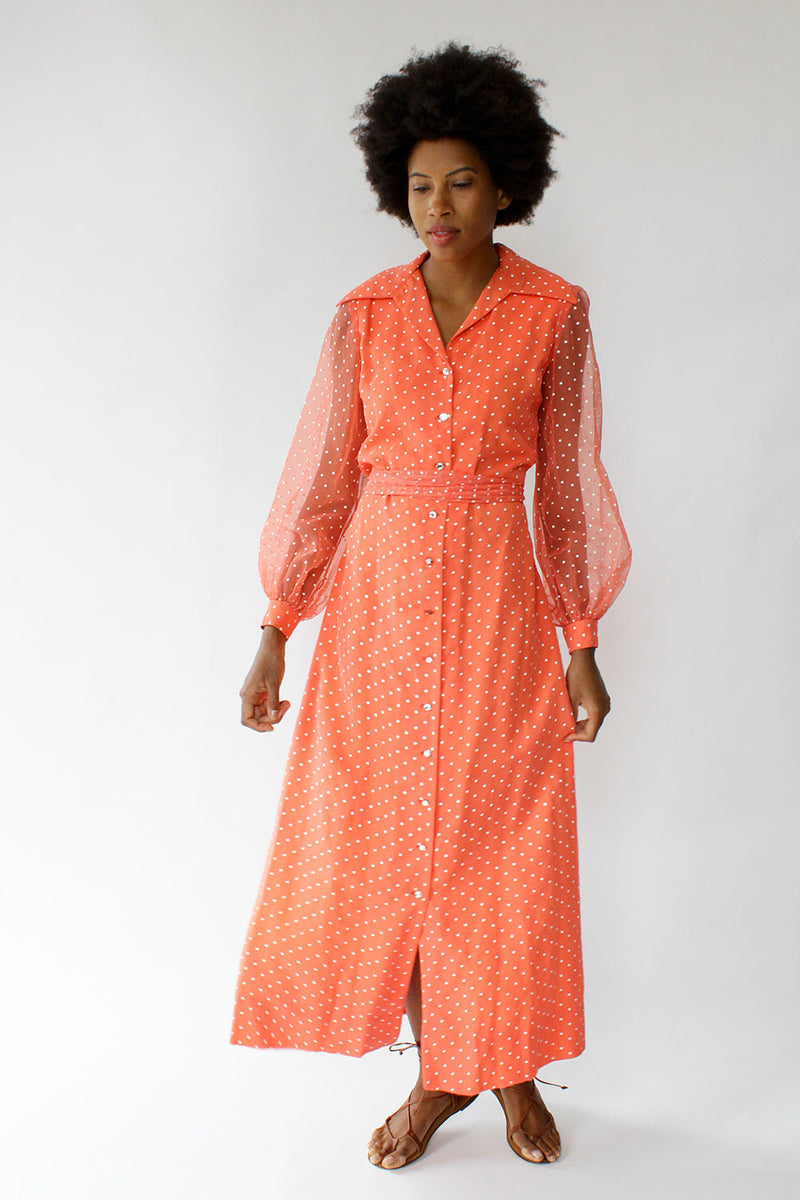 Sangria Dot 70s Maxi Dress M